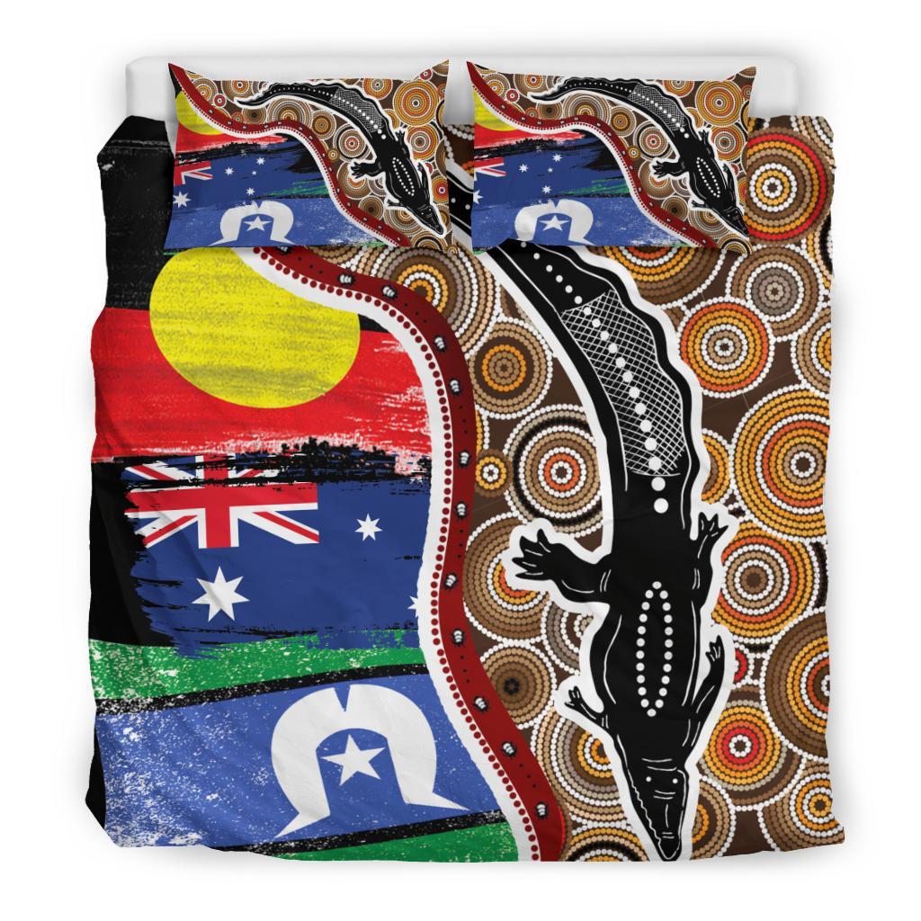 1saustralia-bedding-set-australian-aboriginal-crocodile-with-naidoc-flags