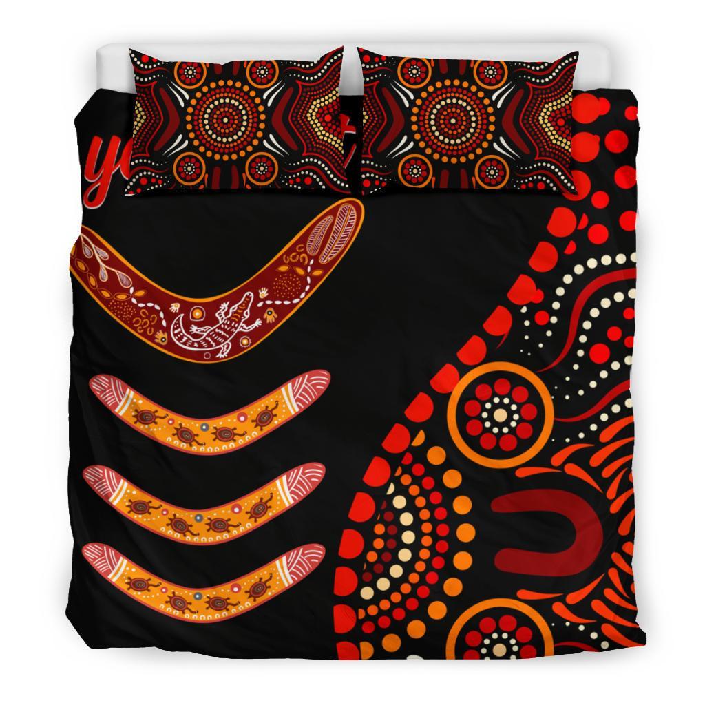 aboriginal-personalised-bedding-set-aboriginal-boomerangs-with-dot-painting-pattern