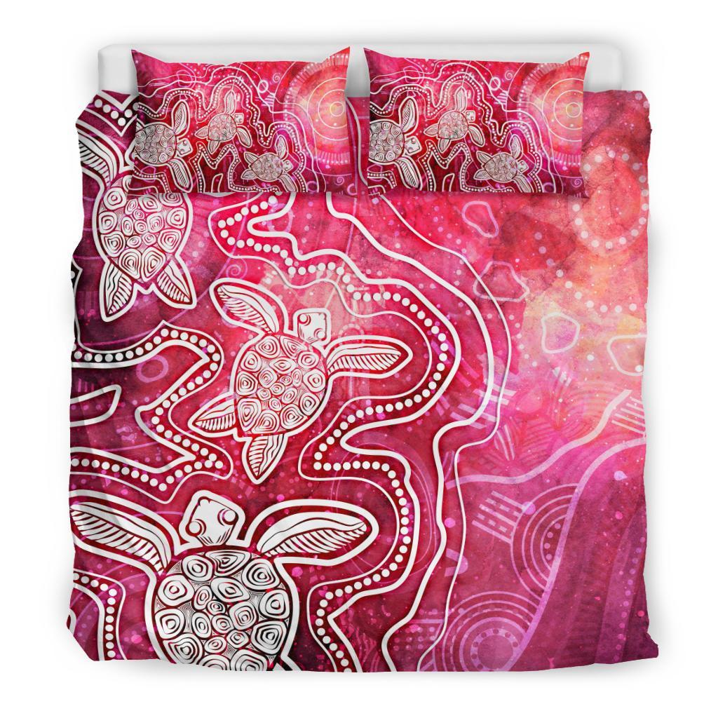 aboriginal-bedding-set-sea-turtle-with-indigenous-patterns-pink