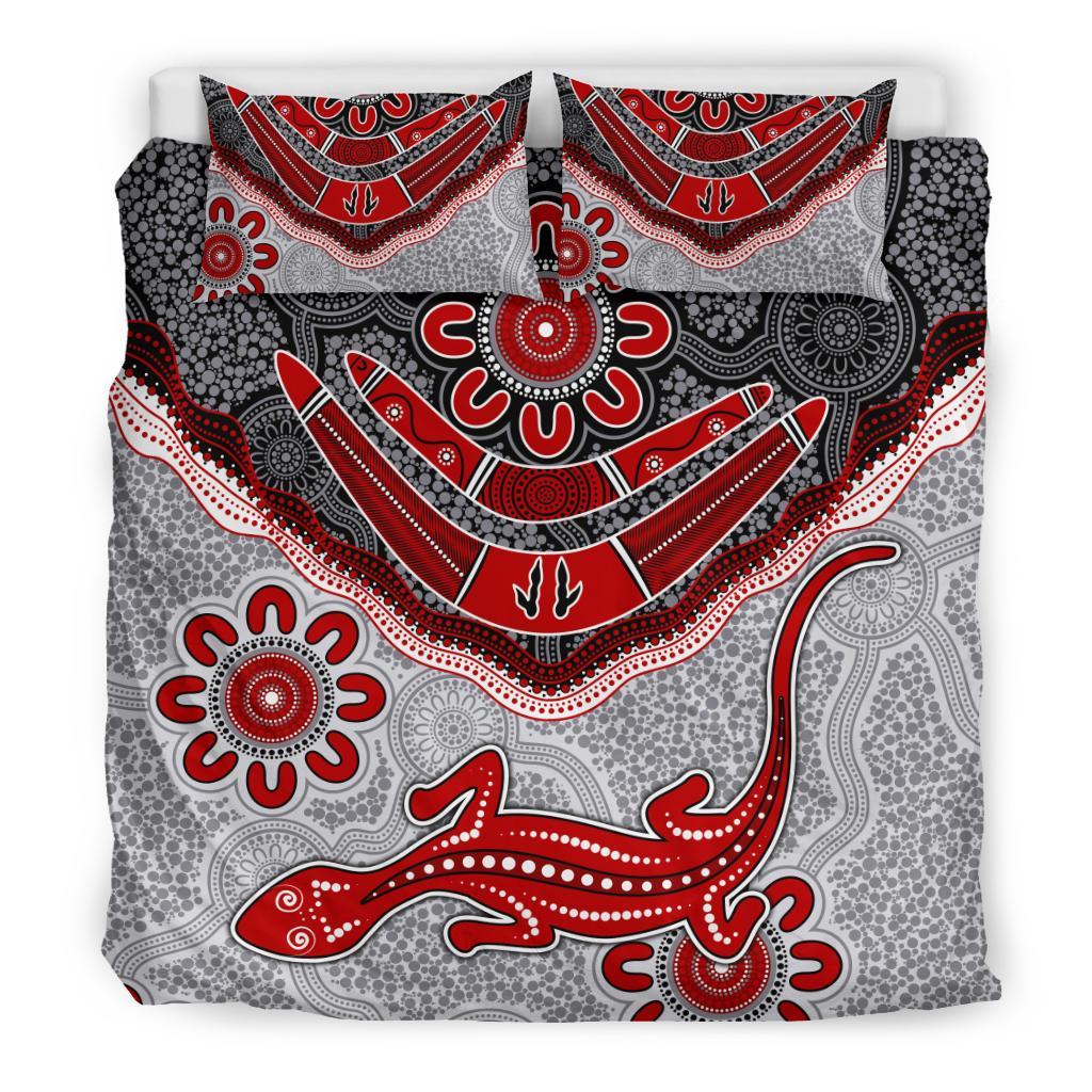 aboriginal-bedding-set-indigenous-boomerang-and-lizard-art