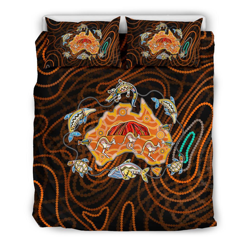 aboriginal-bedding-set-australia-map-kangaroo-crocodile-turtle-uluru