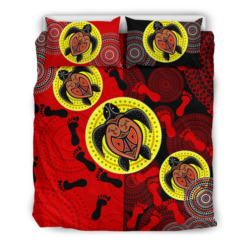 aboriginal-bedding-set-turtle-footprint-circle-dot-painting