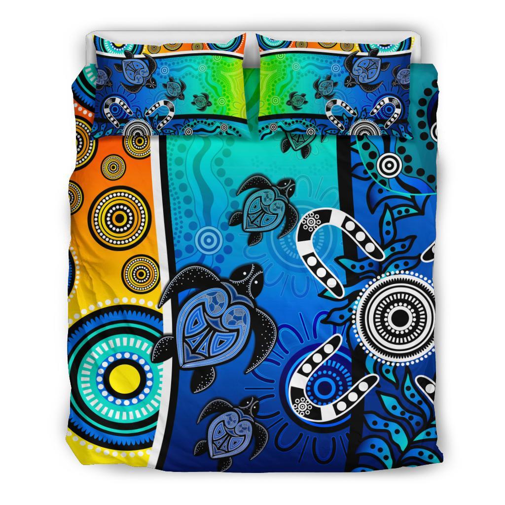 aboriginal-bedding-set-indigenous-turtle-dot-painting-art