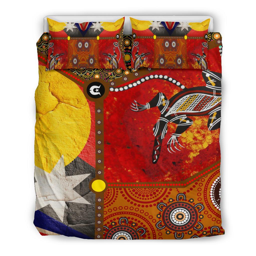 bedding-set-aboriginal-dot-painting-flags-crocodile