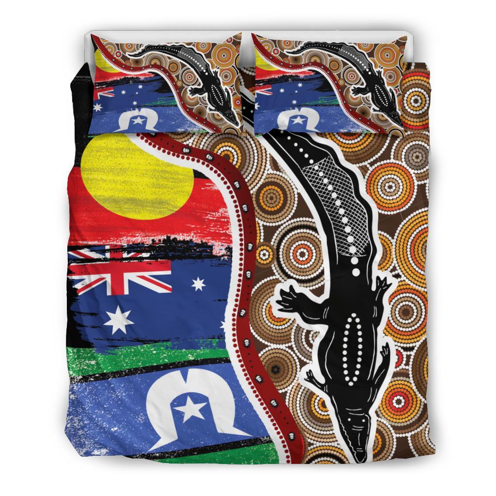 1saustralia-bedding-set-australian-aboriginal-crocodile-with-naidoc-flags