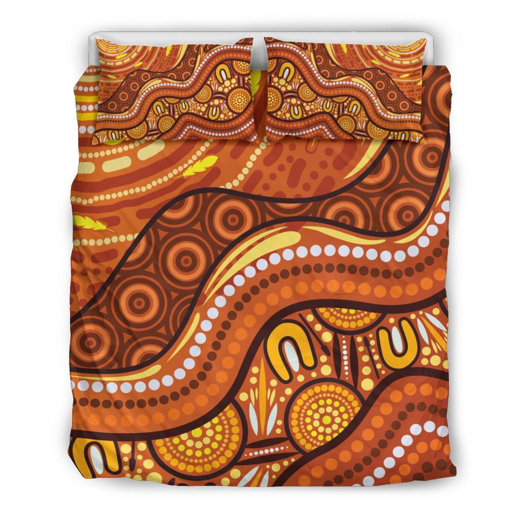 aboriginal-bedding-set-landscape-and-the-sun-dot-painting-art