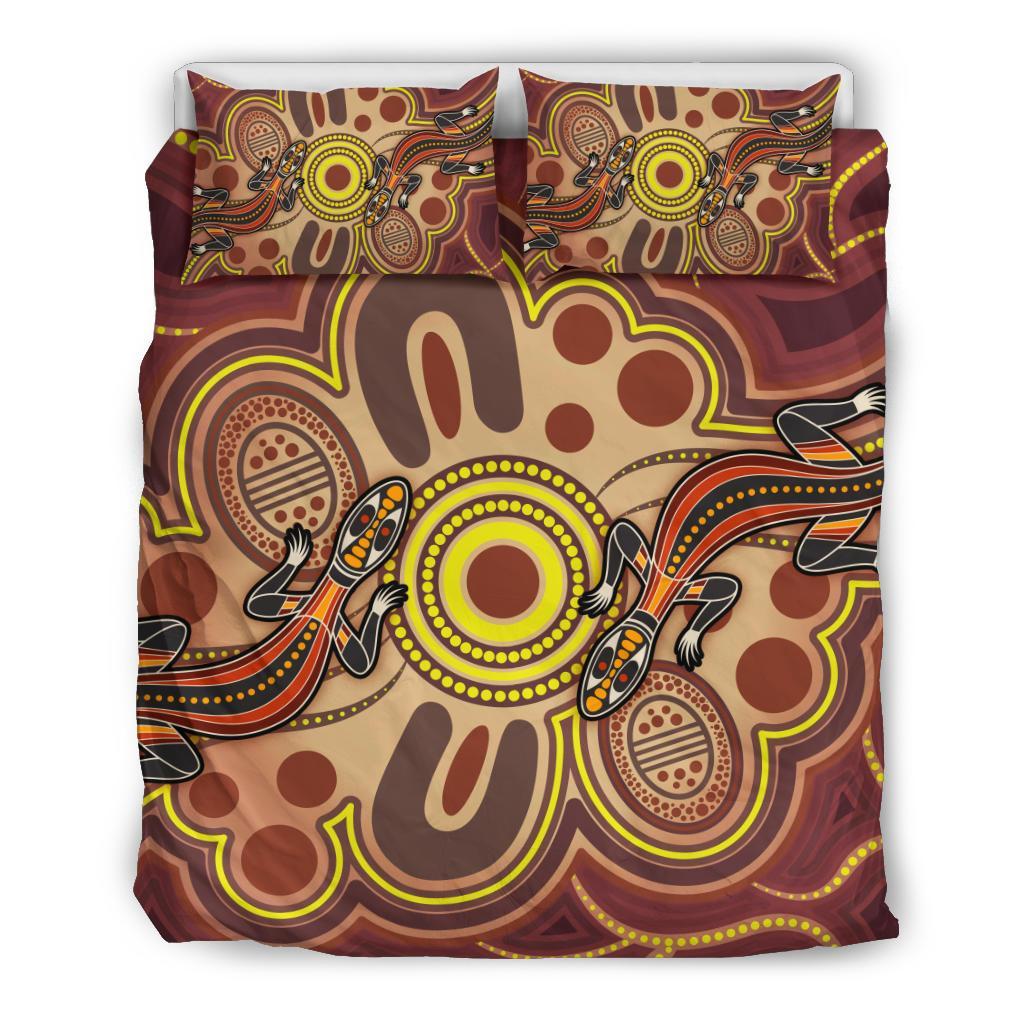 aboriginal-bedding-set-indigenous-lizard-dot-painting-art