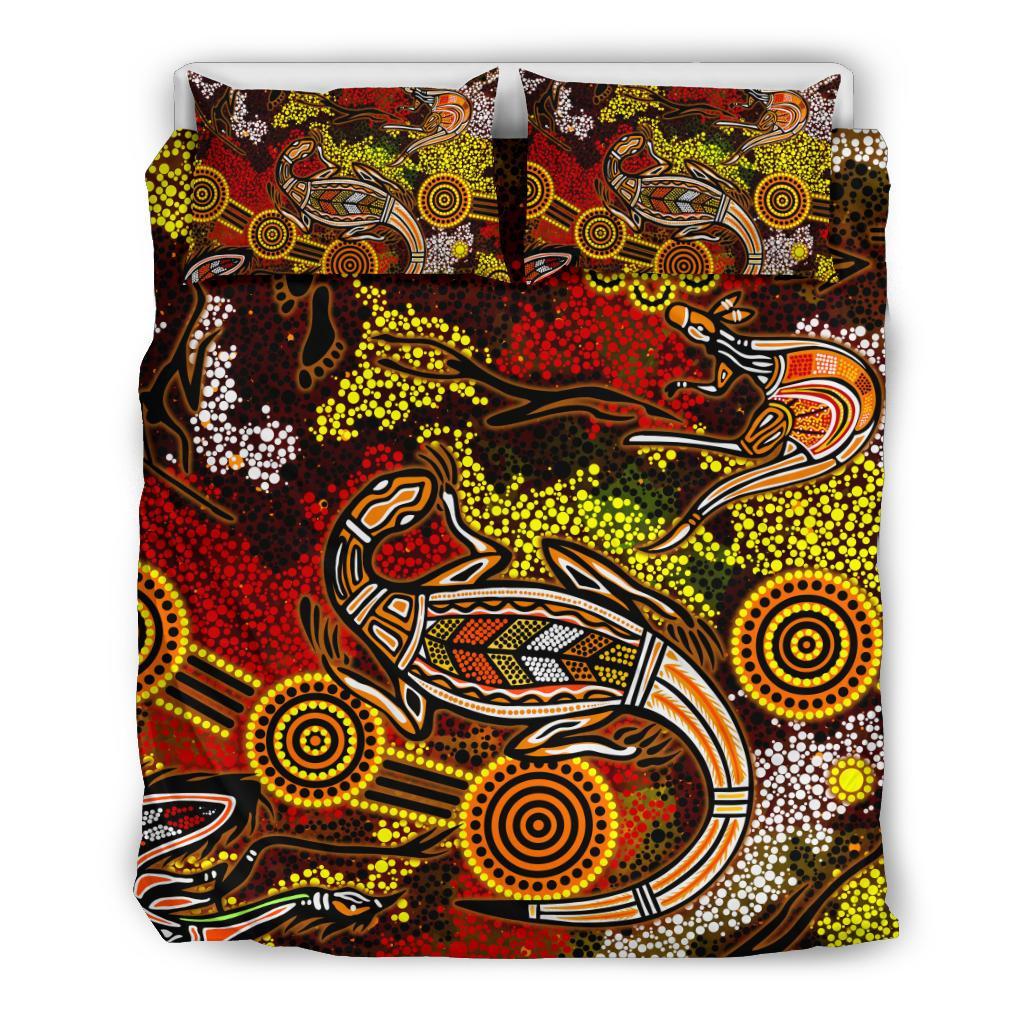 aboriginal-bedding-set-kangaroo-and-lizard-dot-painting-art