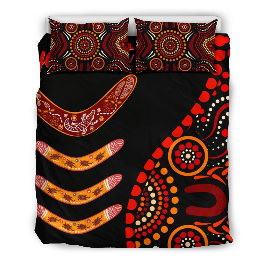 aboriginal-personalised-bedding-set-aboriginal-boomerangs-with-dot-painting-pattern