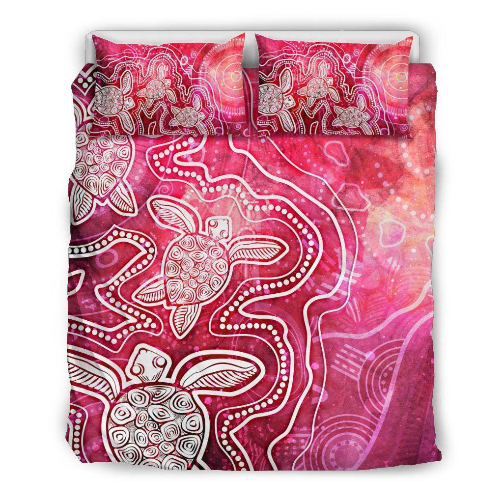 aboriginal-bedding-set-sea-turtle-with-indigenous-patterns-pink