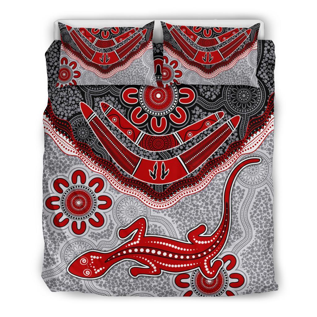 aboriginal-bedding-set-indigenous-boomerang-and-lizard-art