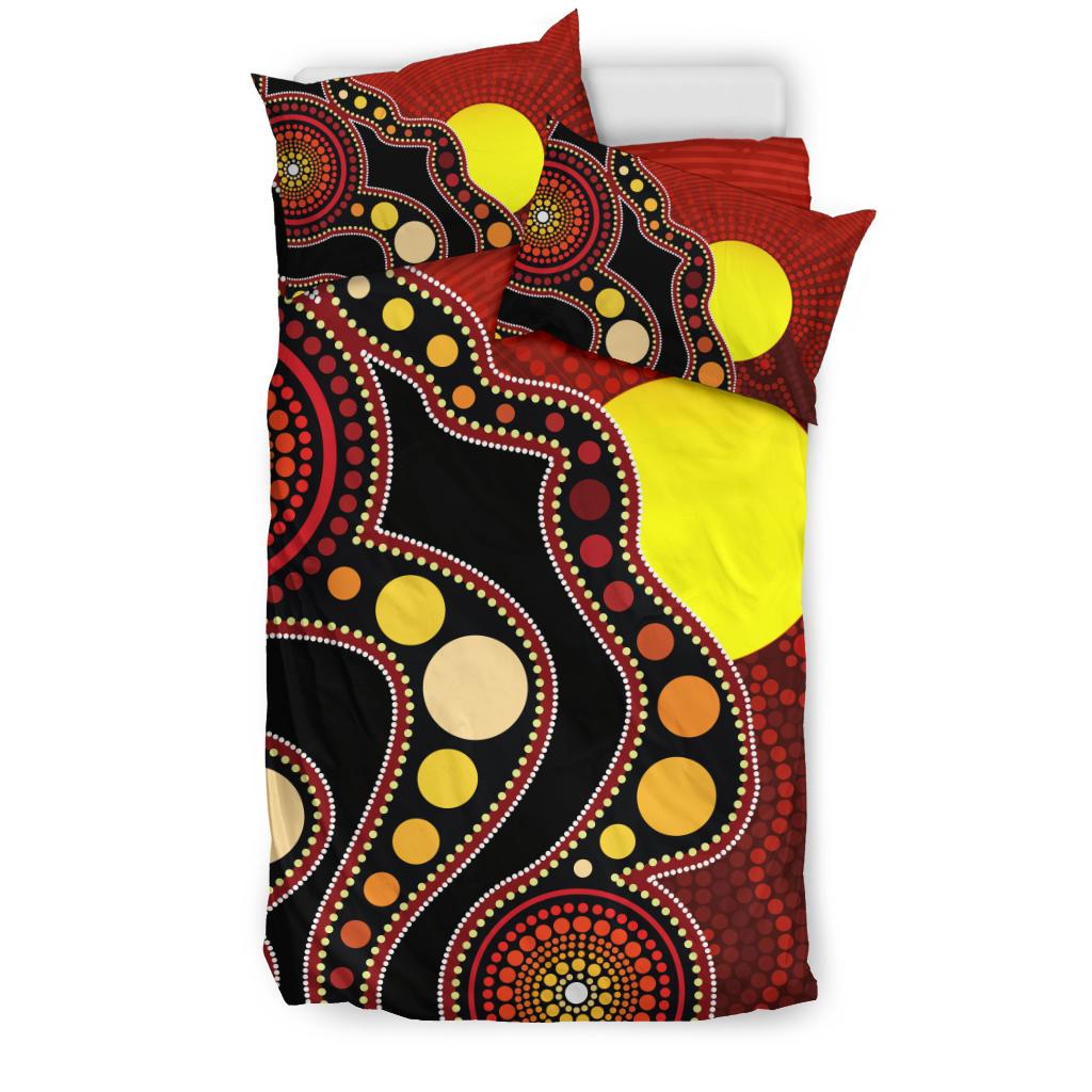 aboriginal-bedding-set-australia-aboriginal-lives-matter-flag-circle-dot-painting-art-bedding-set