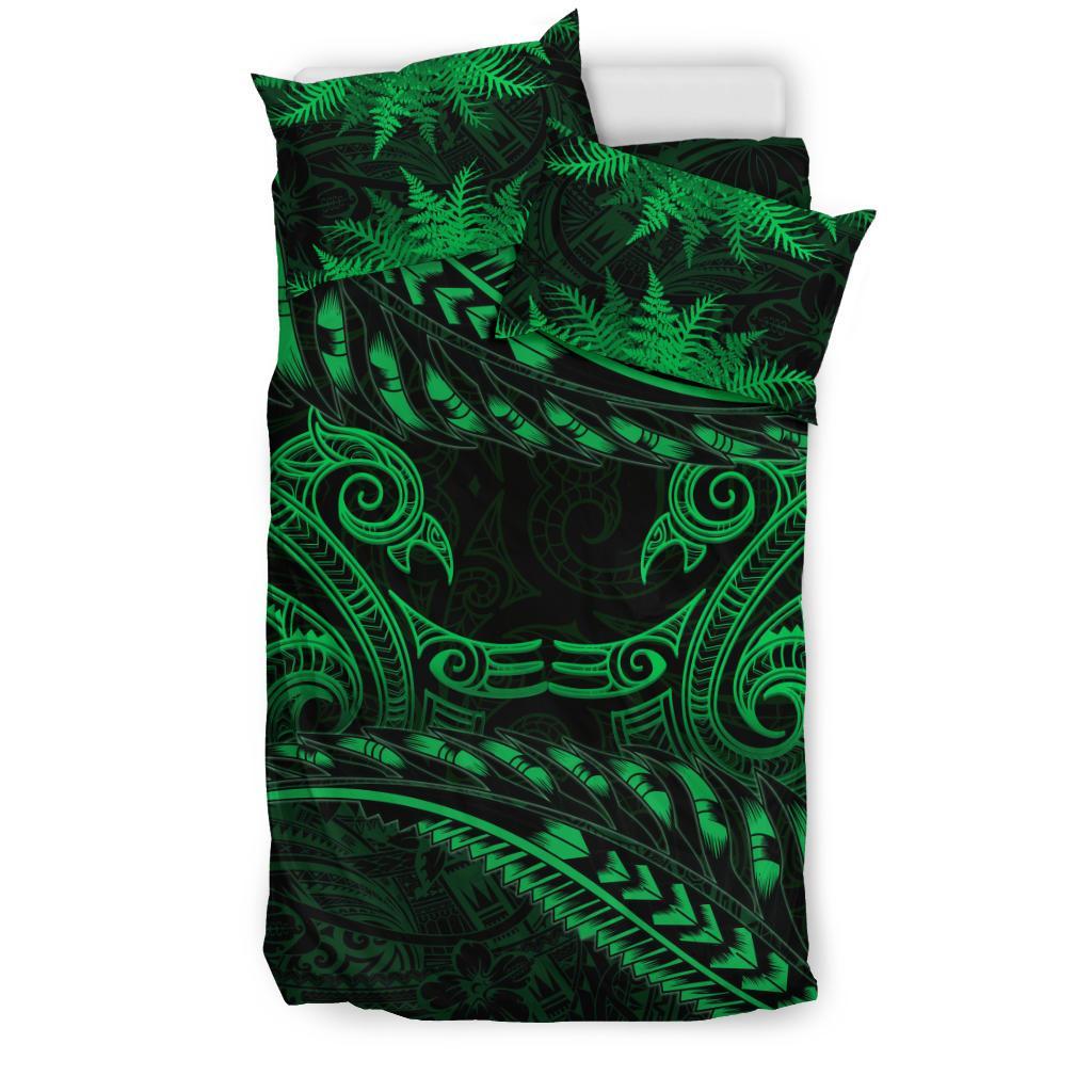 new-zealand-bedding-set-green-manaia-maori-silver-fern-duvet-cover