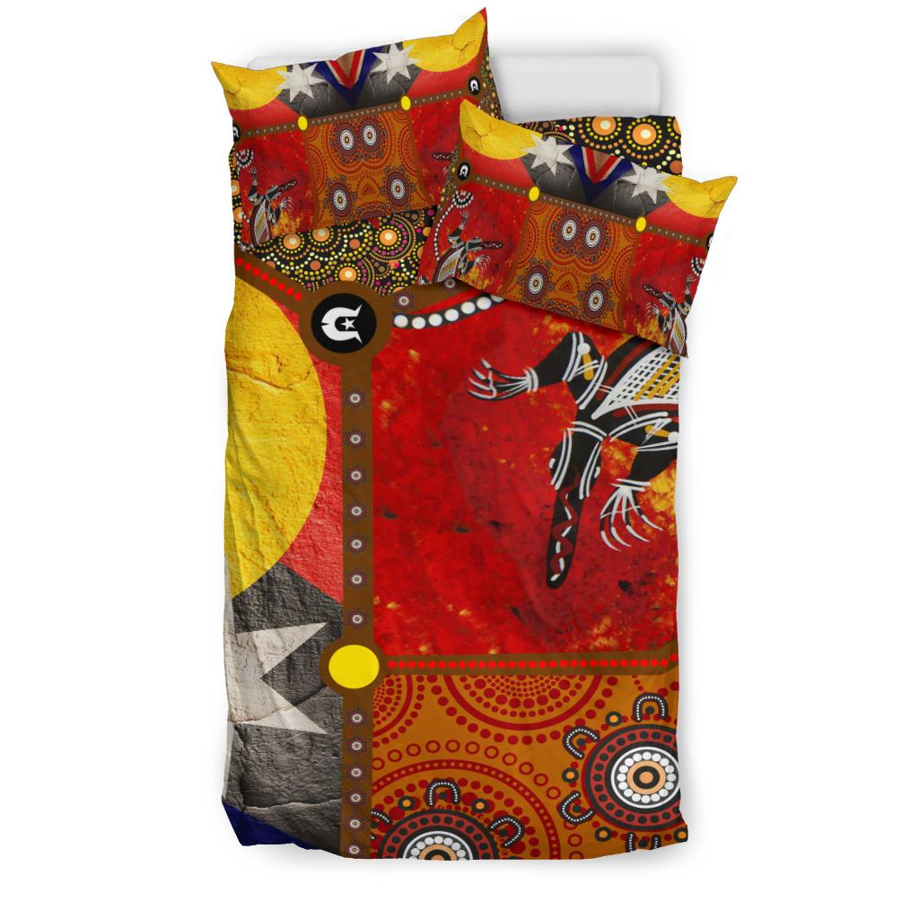 bedding-set-aboriginal-dot-painting-flags-crocodile