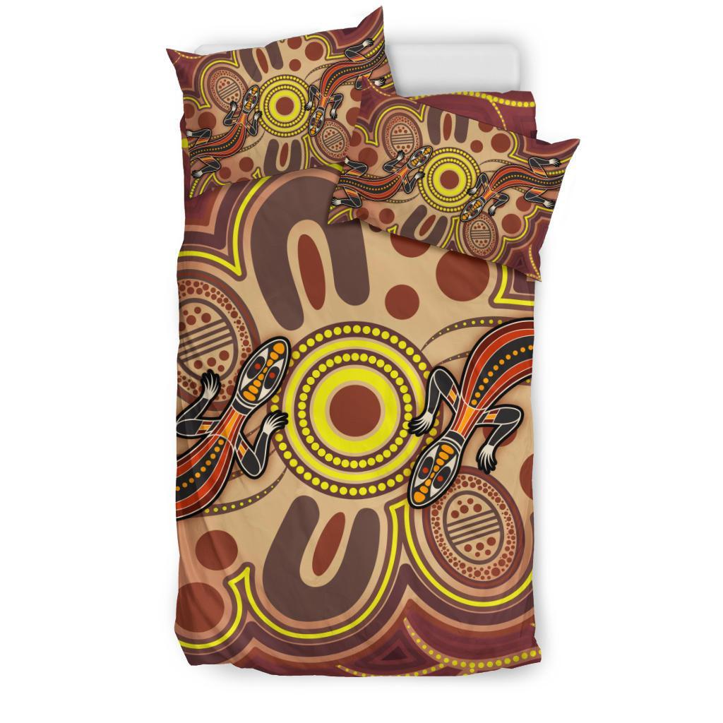 aboriginal-bedding-set-indigenous-lizard-dot-painting-art