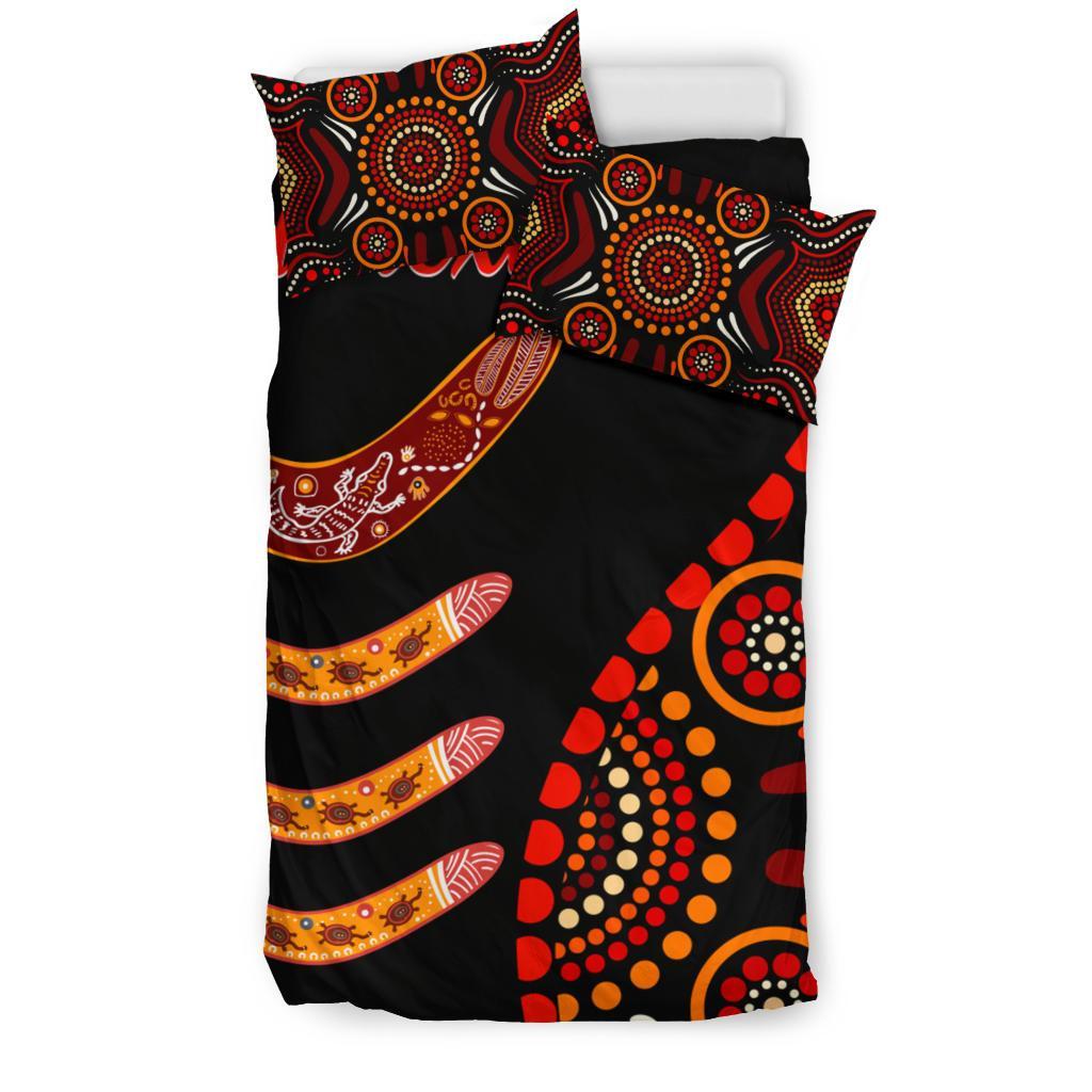 aboriginal-personalised-bedding-set-aboriginal-boomerangs-with-dot-painting-pattern