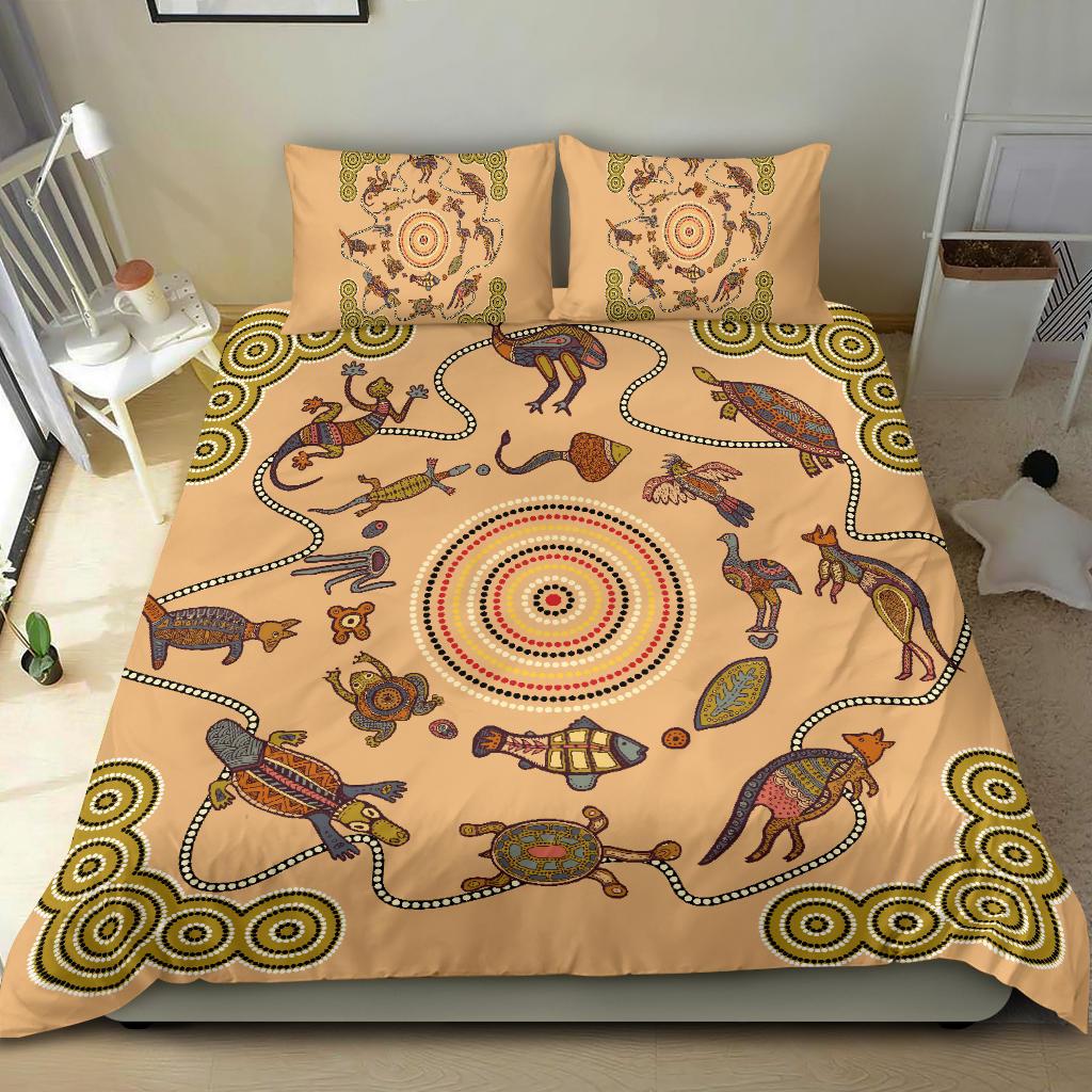 aboriginal-bedding-sets-kangaroo-turtle-crocodile-australian-animals