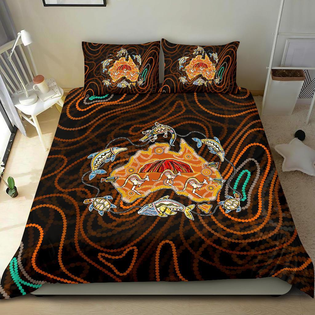 aboriginal-bedding-set-australia-map-kangaroo-crocodile-turtle-uluru