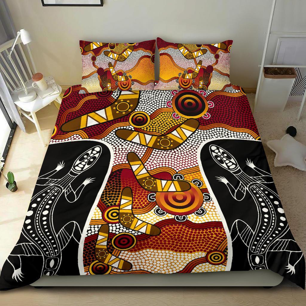 aboriginal-bedding-set-lizard-dot-painting-boomerang-patterns