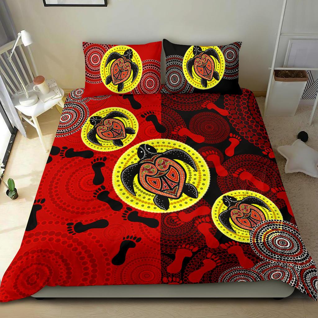 aboriginal-bedding-set-turtle-footprint-circle-dot-painting