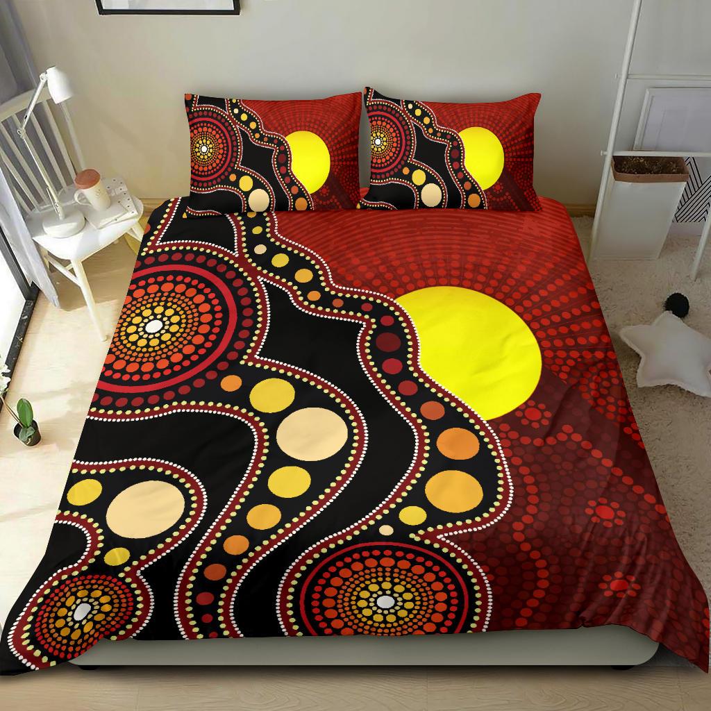 aboriginal-bedding-set-australia-aboriginal-lives-matter-flag-circle-dot-painting-art-bedding-set