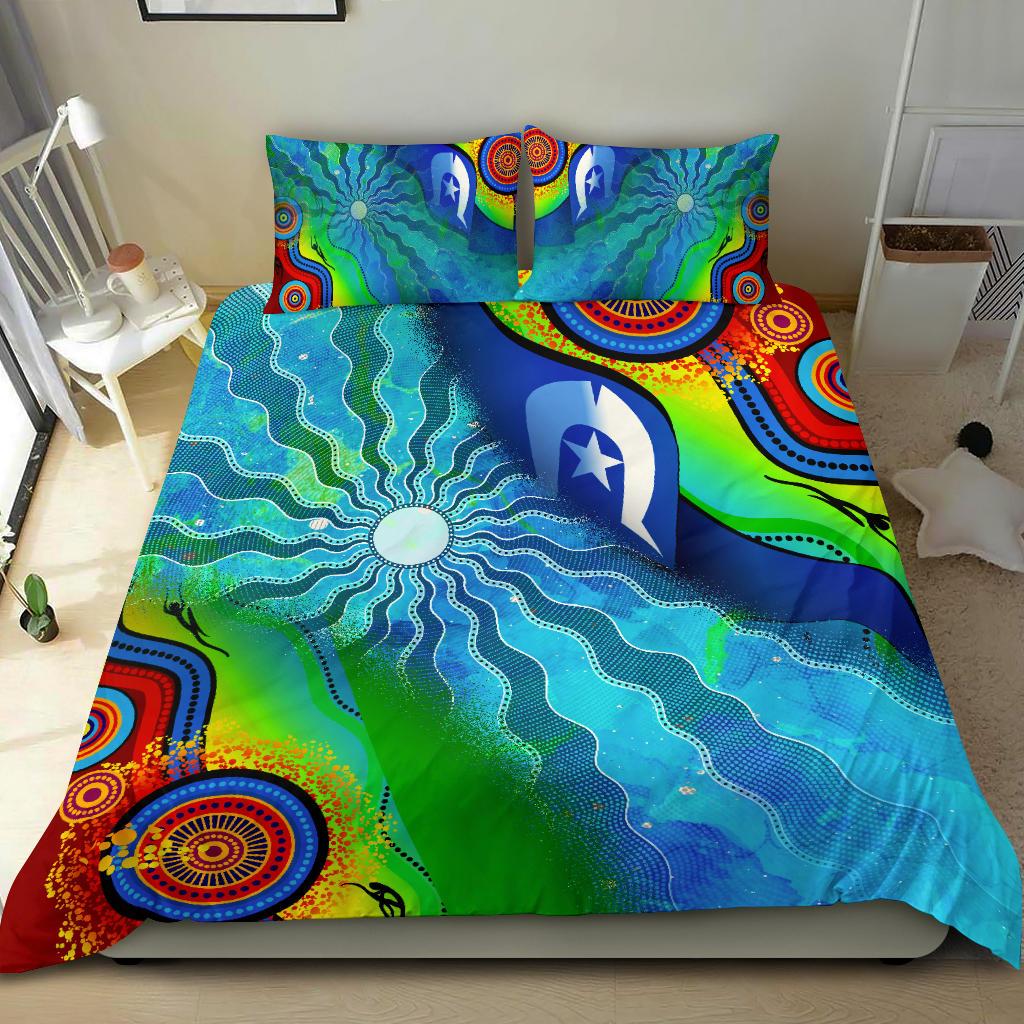 bedding-set-torres-strait-islanders-flag-with-aboriginal-patterns-bedding-set