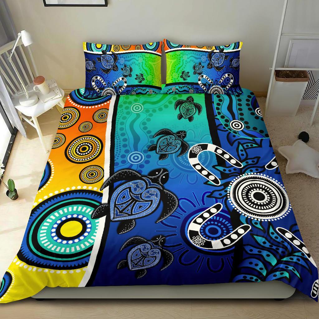 aboriginal-bedding-set-indigenous-turtle-dot-painting-art