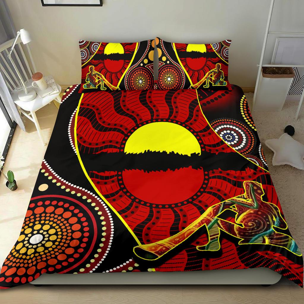 bedding-set-australia-aboriginal-dots-with-didgeridoo