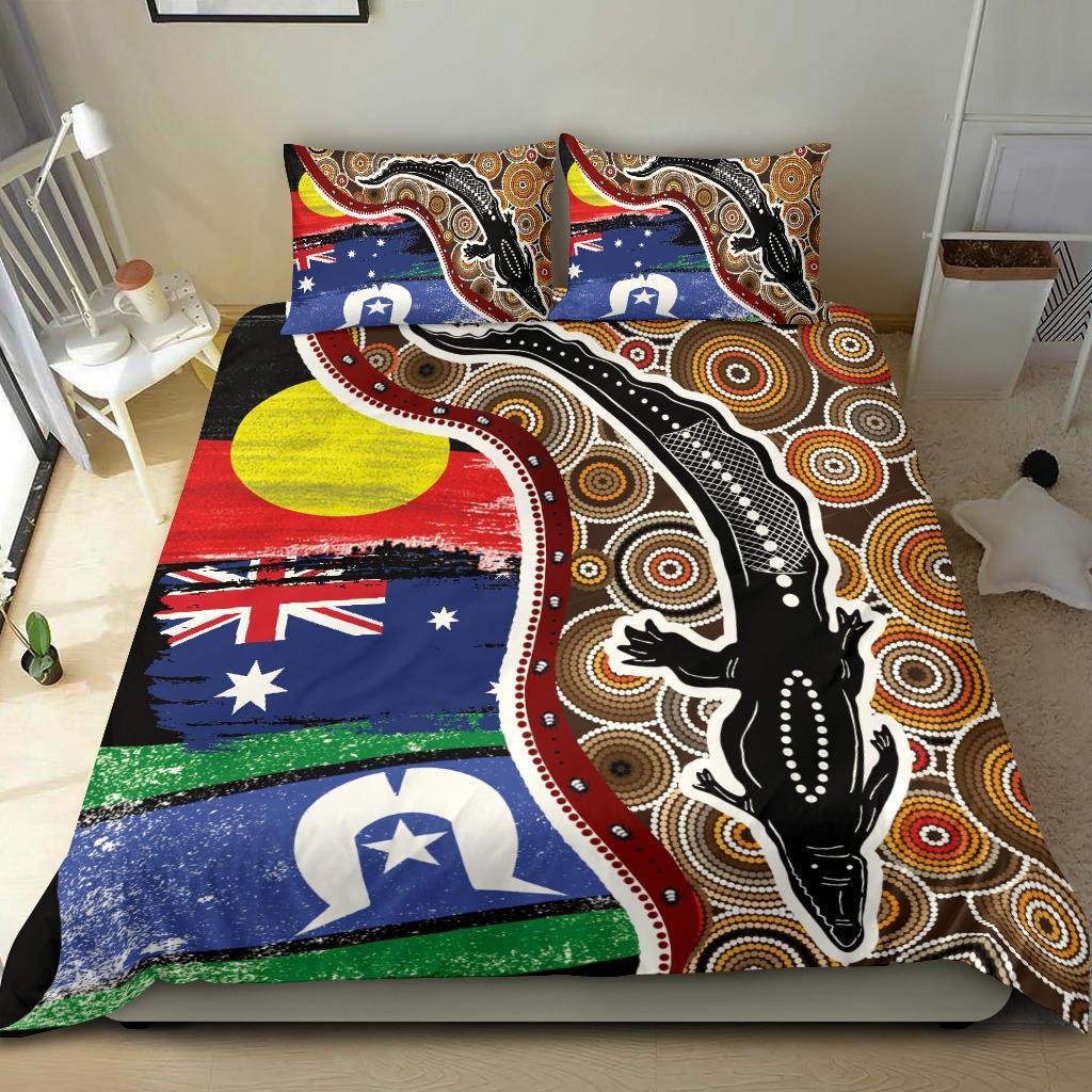 1saustralia-bedding-set-australian-aboriginal-crocodile-with-naidoc-flags