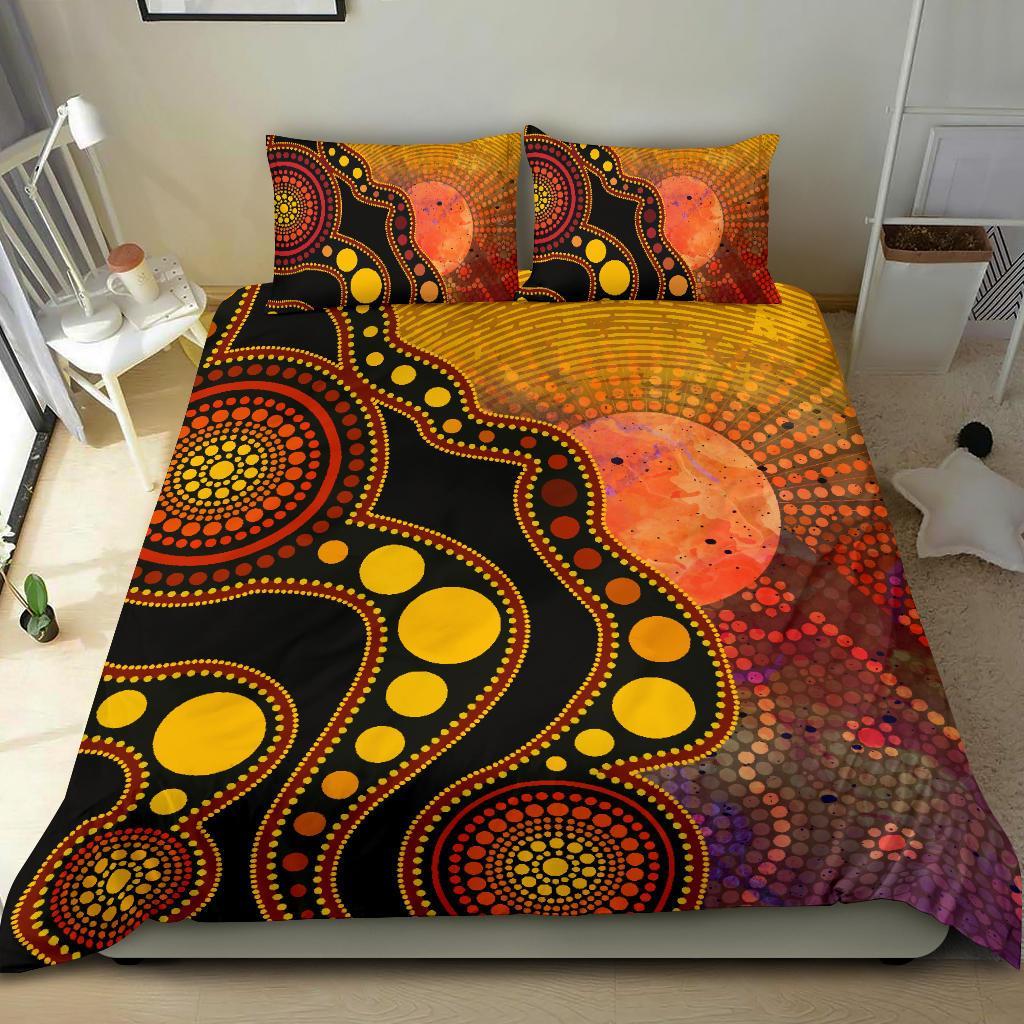 aboriginal-bedding-set-australia-indigenous-flag-circle-dot-painting-art-golden