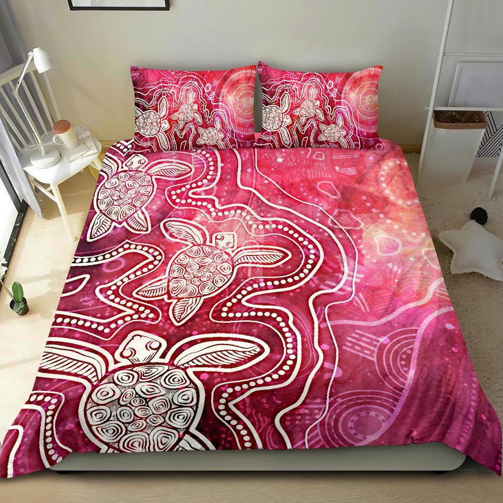 aboriginal-bedding-set-sea-turtle-with-indigenous-patterns-pink