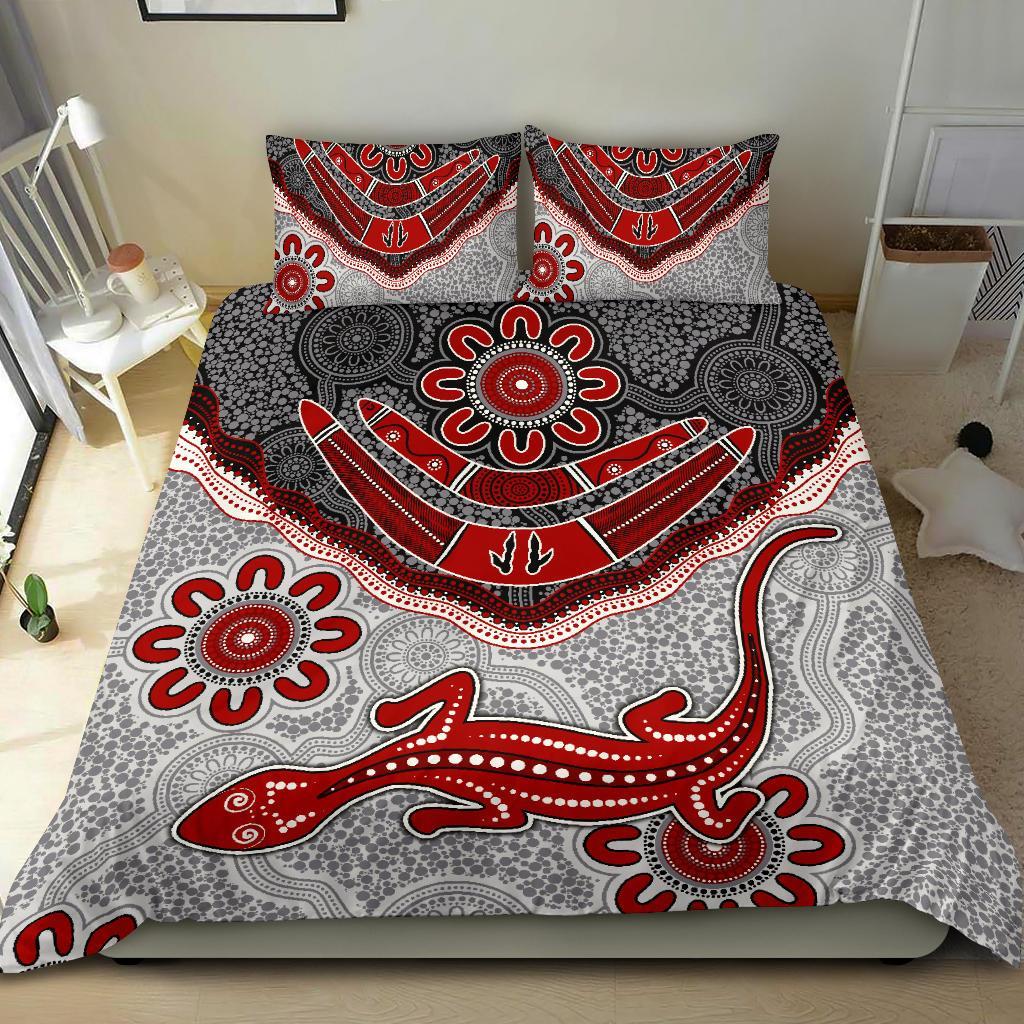 aboriginal-bedding-set-indigenous-boomerang-and-lizard-art