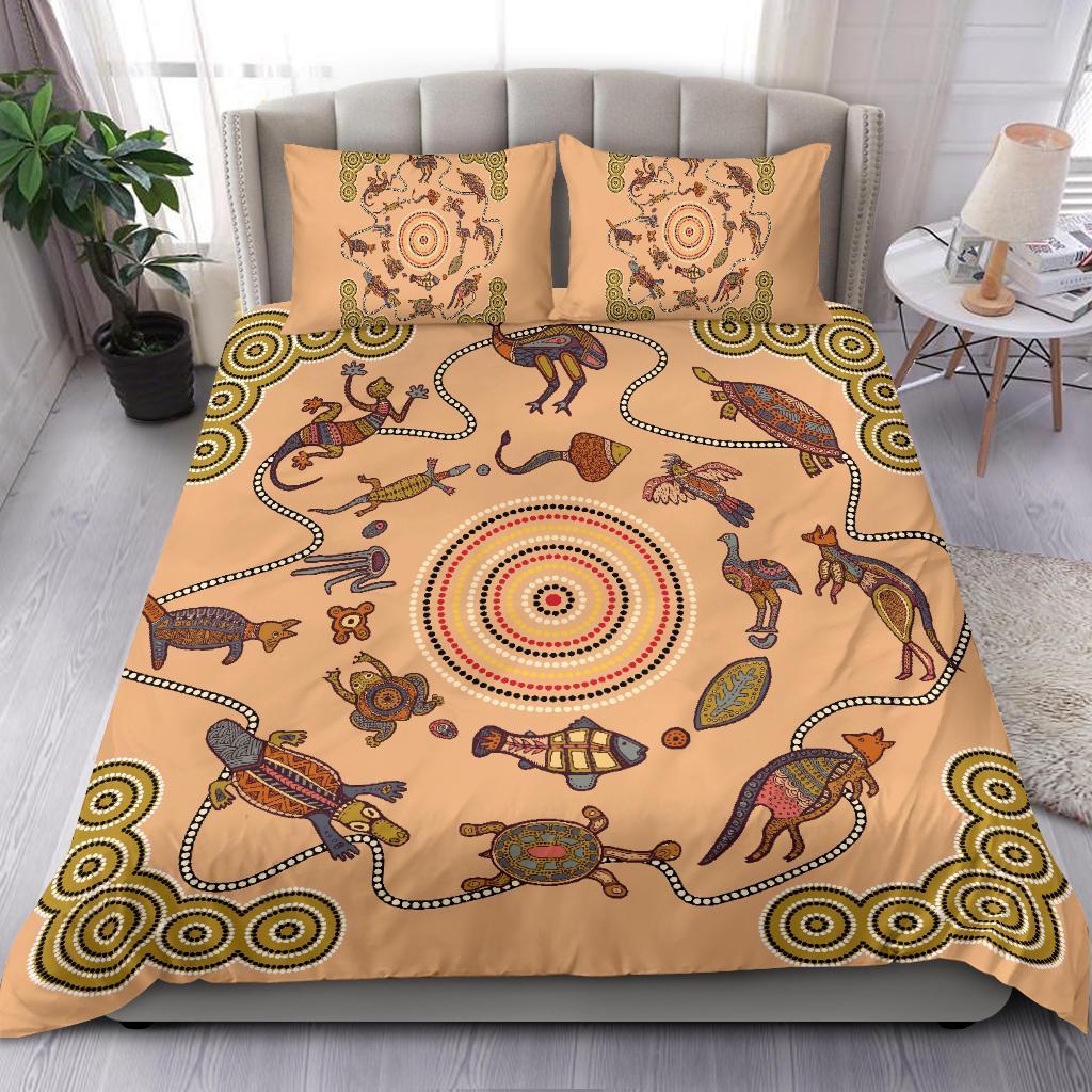 aboriginal-bedding-sets-kangaroo-turtle-crocodile-australian-animals