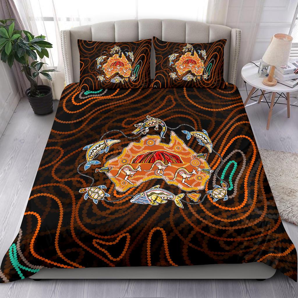 aboriginal-bedding-set-australia-map-kangaroo-crocodile-turtle-uluru