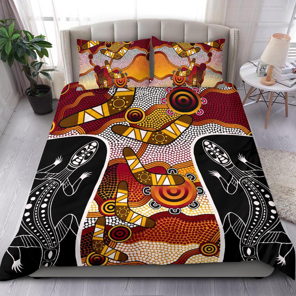 aboriginal-bedding-set-lizard-dot-painting-boomerang-patterns