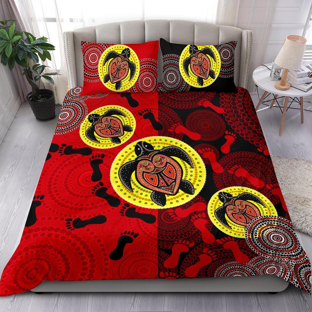 aboriginal-bedding-set-turtle-footprint-circle-dot-painting