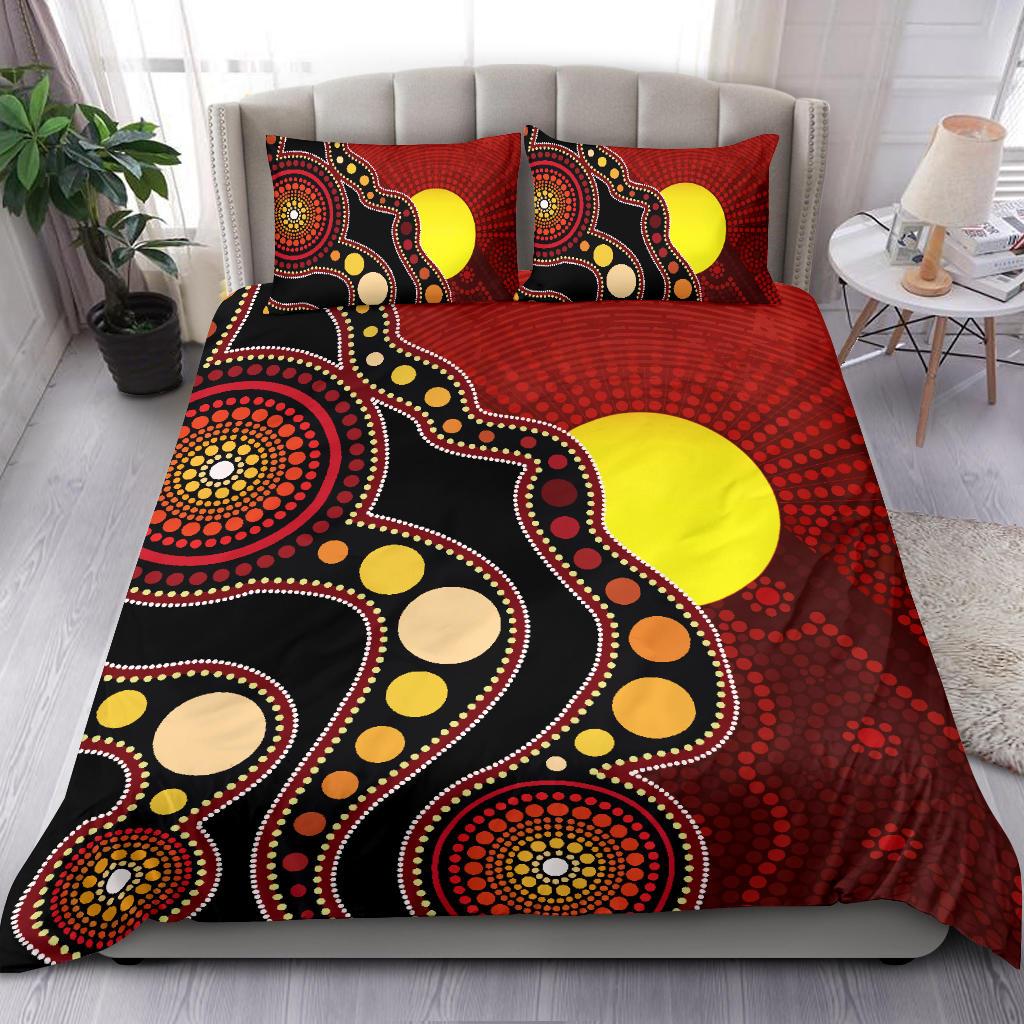 aboriginal-bedding-set-australia-aboriginal-lives-matter-flag-circle-dot-painting-art-bedding-set