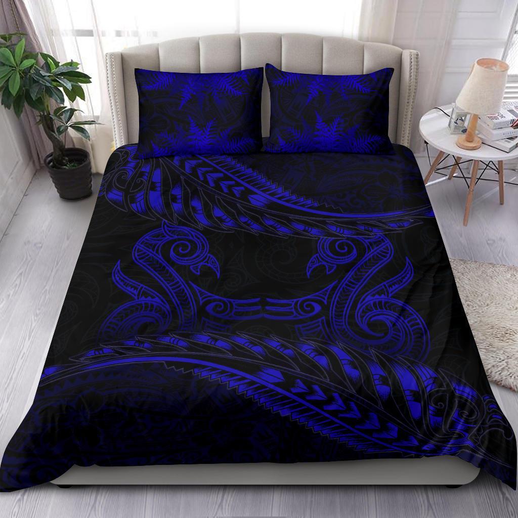 new-zealand-bedding-set-blue-manaia-maori-silver-fern-duvet-cover