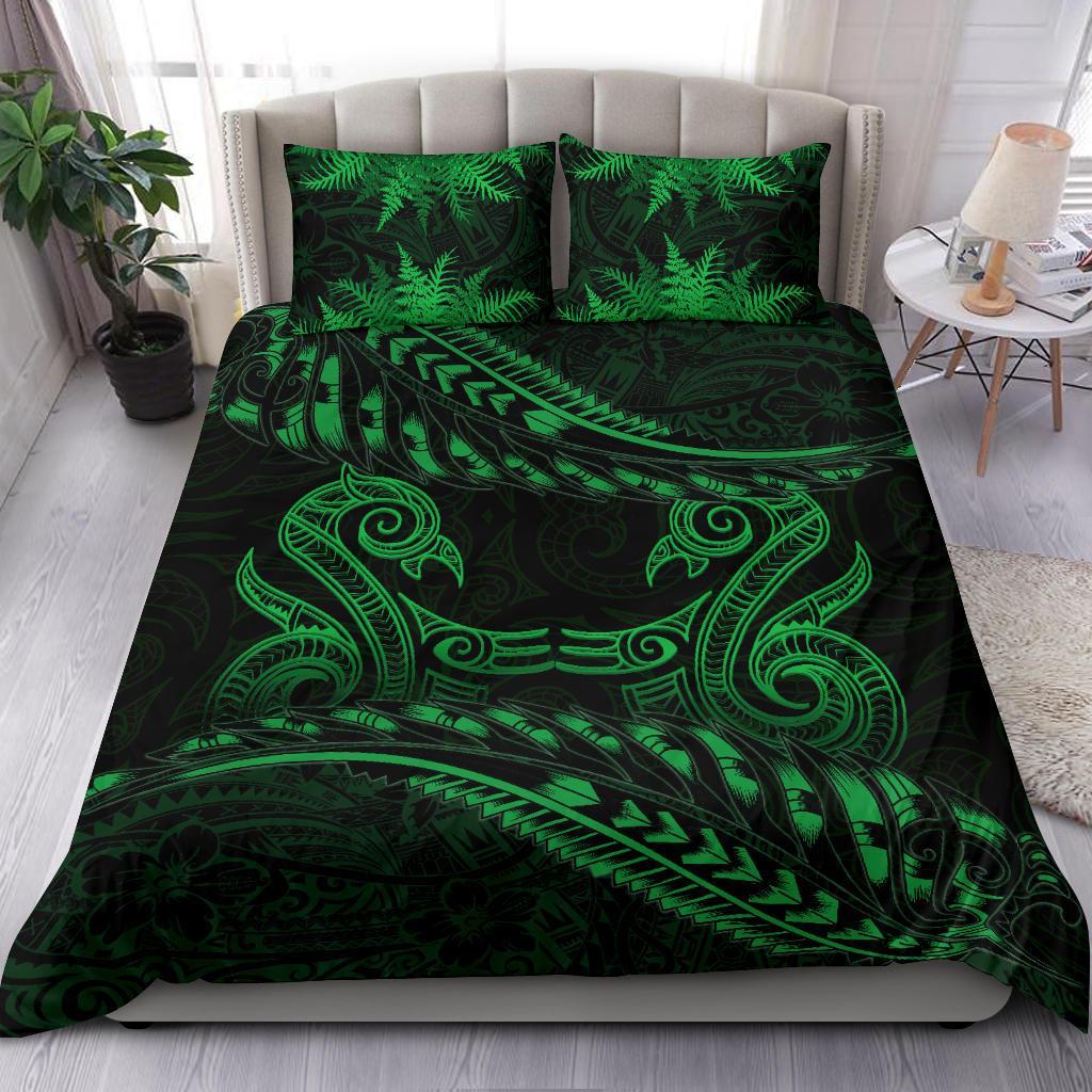 new-zealand-bedding-set-green-manaia-maori-silver-fern-duvet-cover