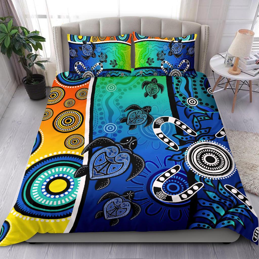 aboriginal-bedding-set-indigenous-turtle-dot-painting-art