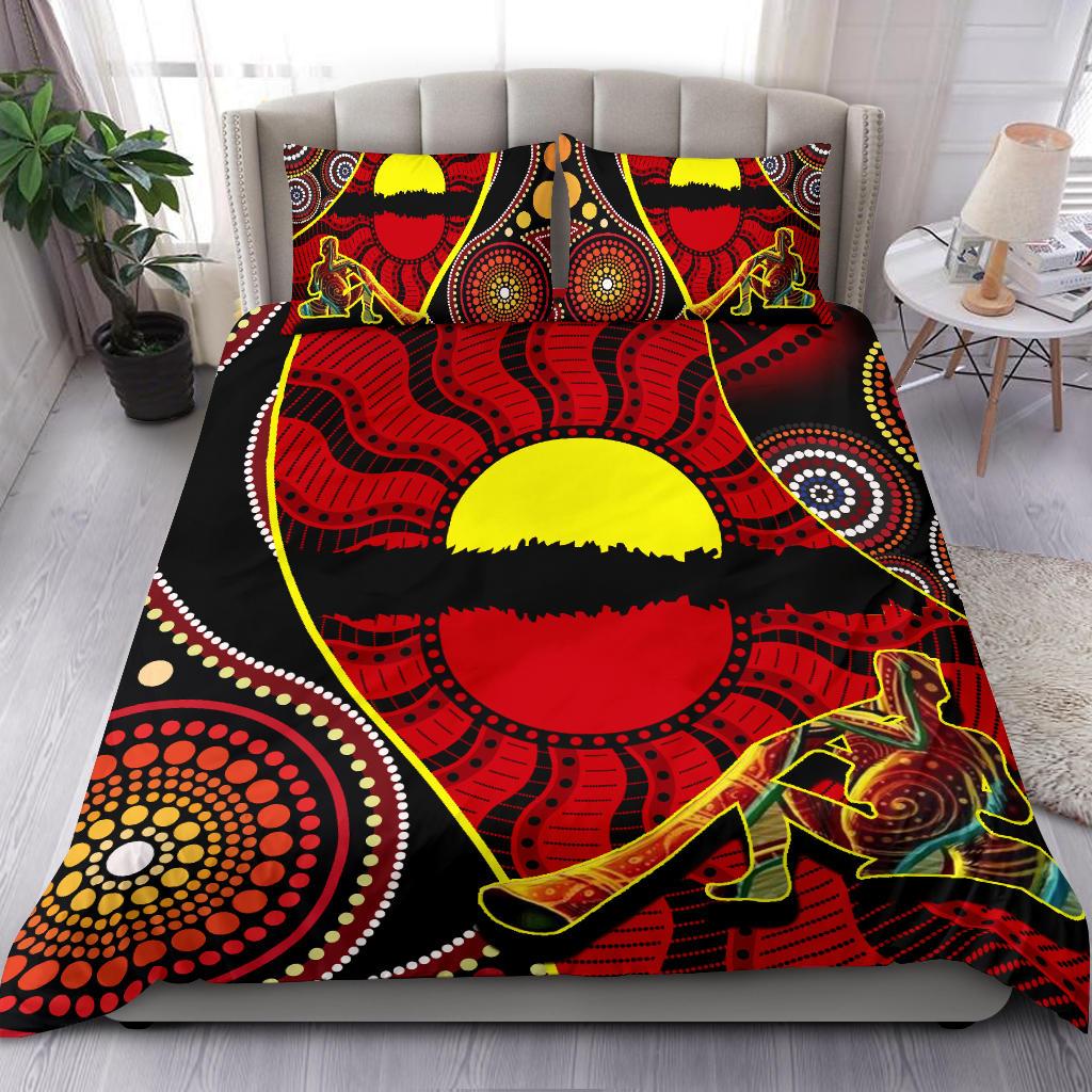 bedding-set-australia-aboriginal-dots-with-didgeridoo