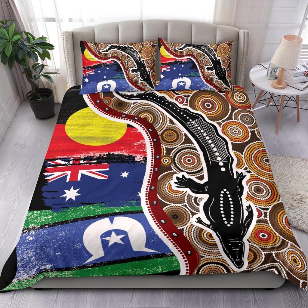 1saustralia-bedding-set-australian-aboriginal-crocodile-with-naidoc-flags