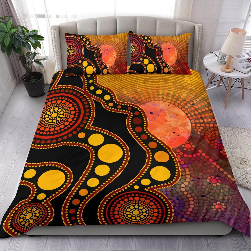 aboriginal-bedding-set-australia-indigenous-flag-circle-dot-painting-art-golden