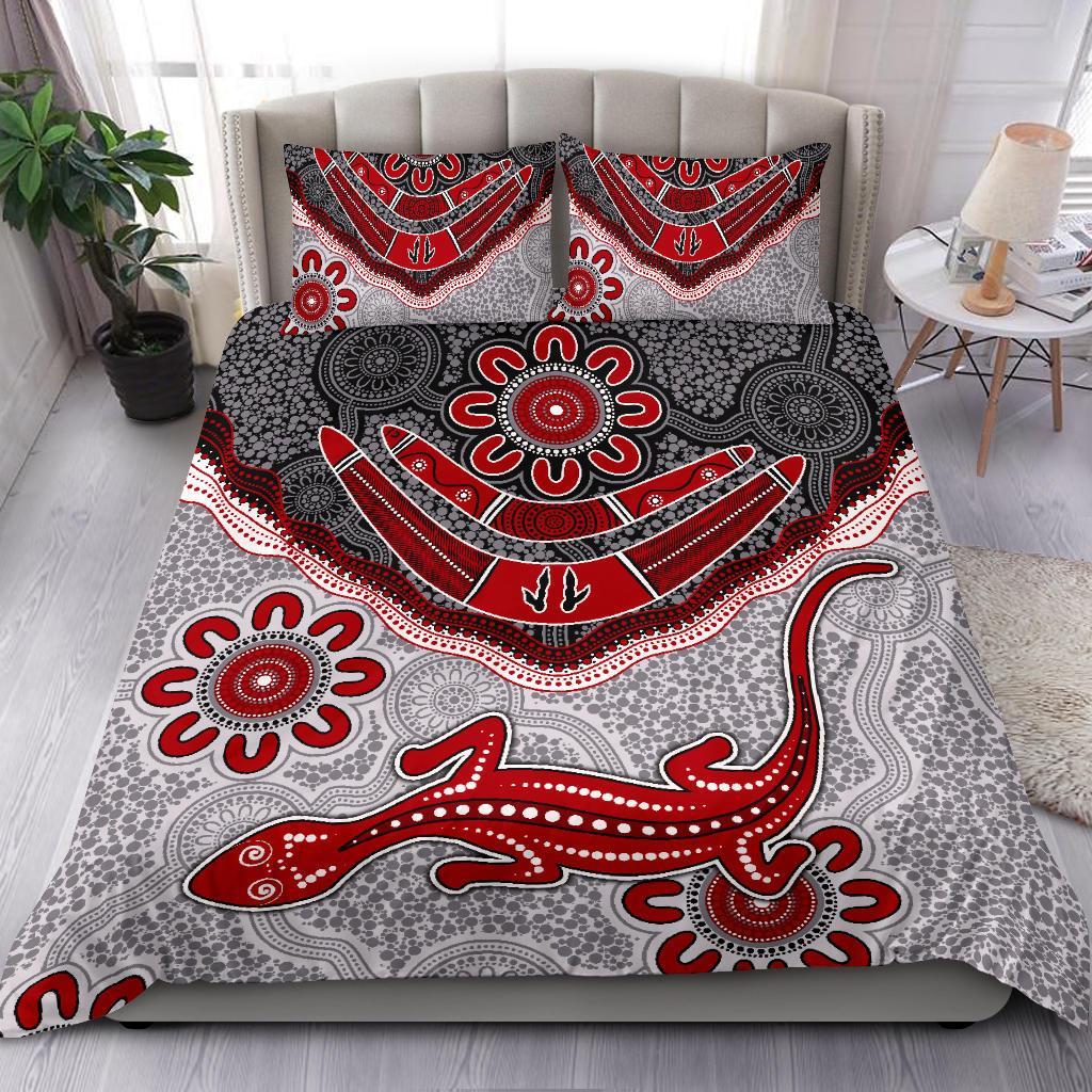 aboriginal-bedding-set-indigenous-boomerang-and-lizard-art