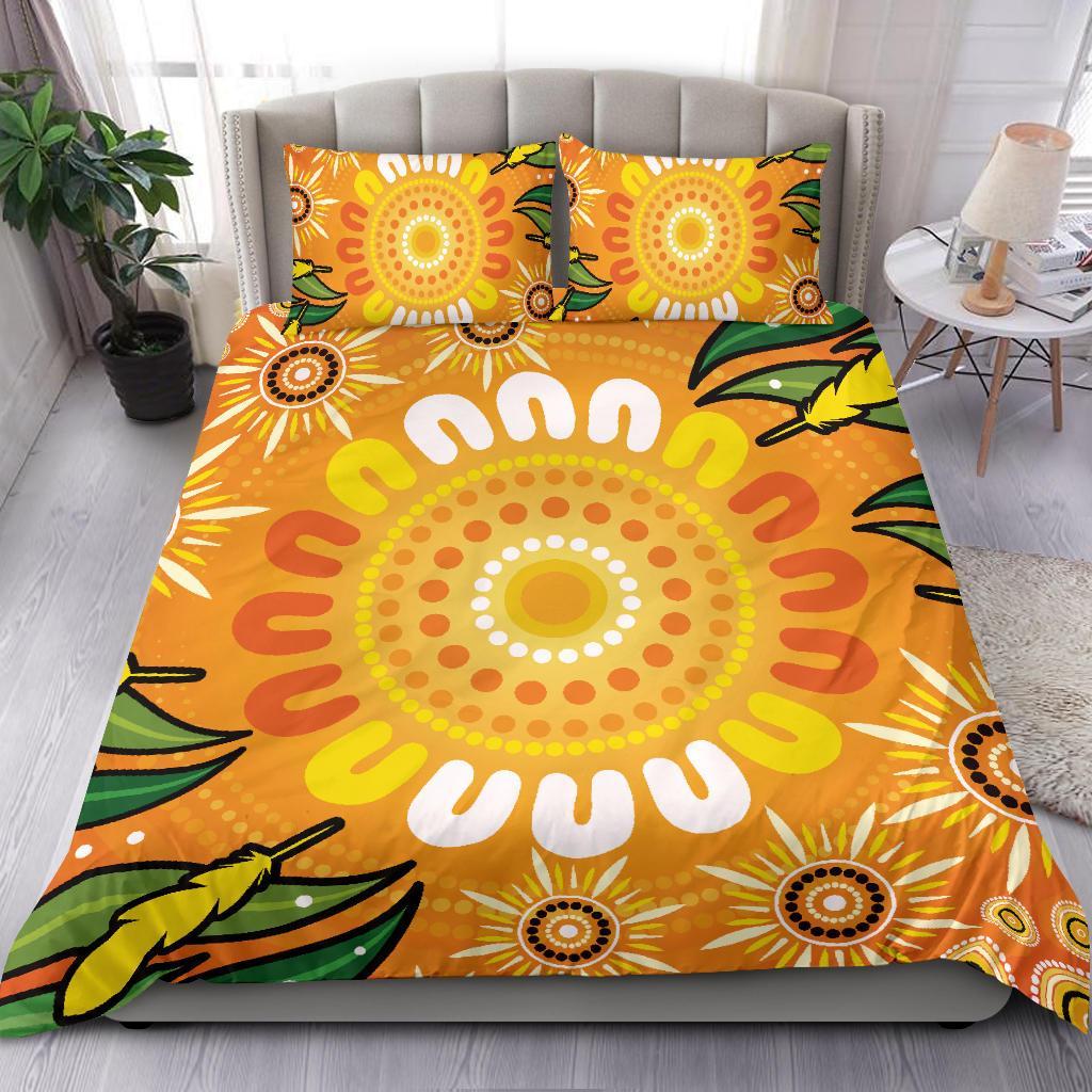 aboriginal-bedding-set-indigenous-circle-leaf-patterns