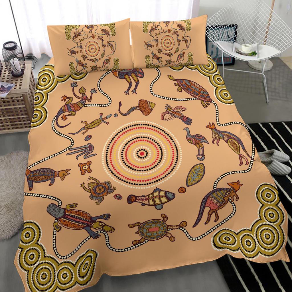 aboriginal-bedding-sets-kangaroo-turtle-crocodile-australian-animals