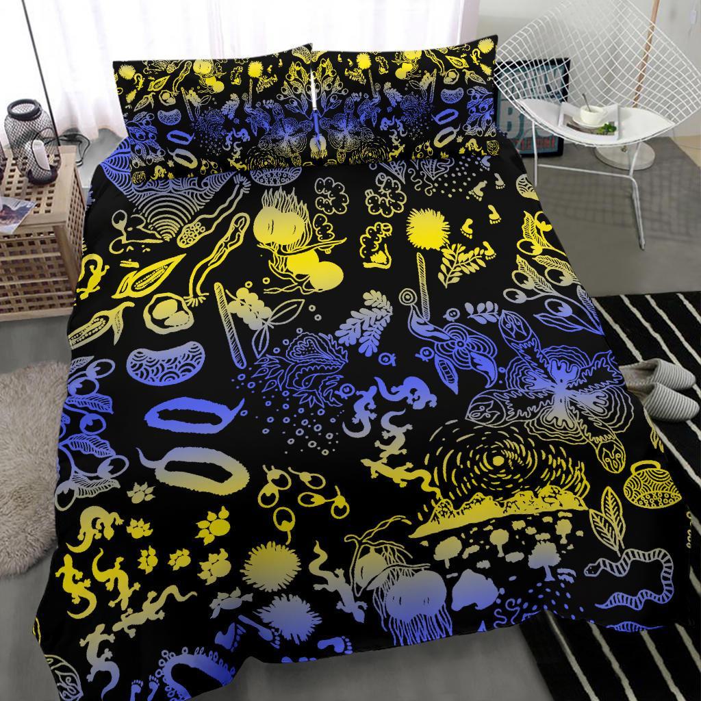 aboriginal-bedding-set-lizard-snakes-australian-animals-golden-wattle