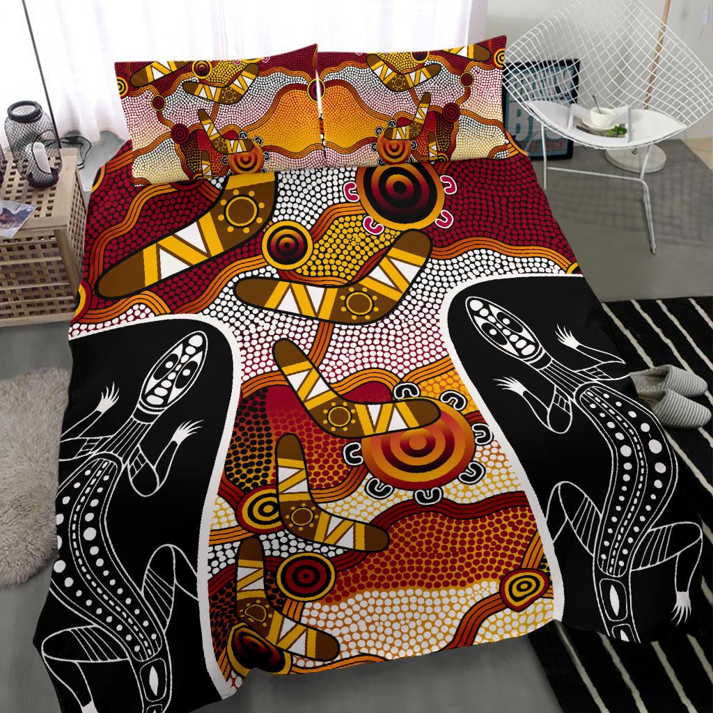 aboriginal-bedding-set-lizard-dot-painting-boomerang-patterns