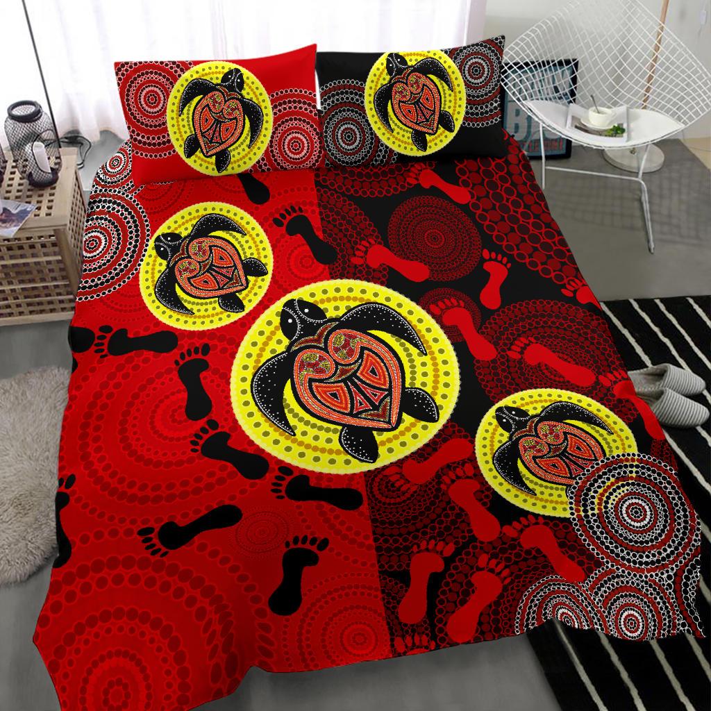 aboriginal-bedding-set-turtle-footprint-circle-dot-painting