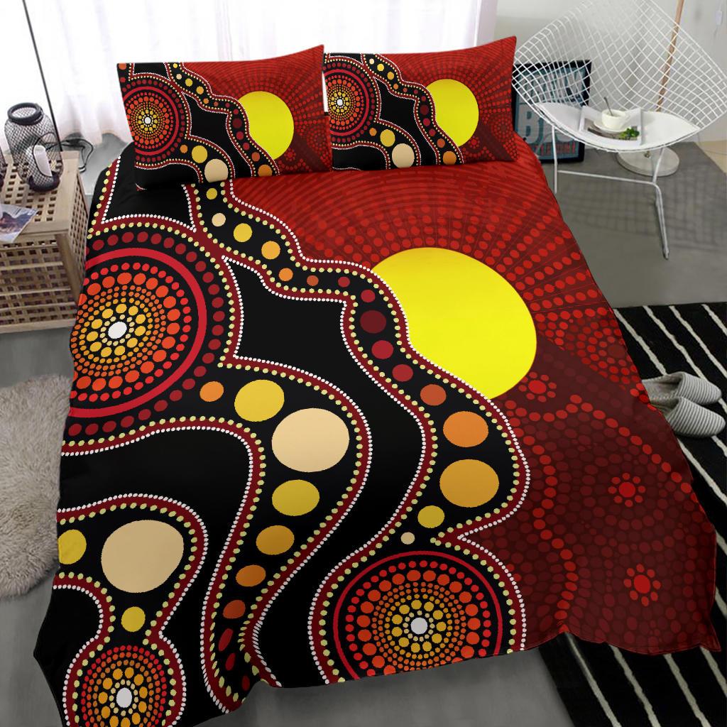 aboriginal-bedding-set-australia-aboriginal-lives-matter-flag-circle-dot-painting-art-bedding-set